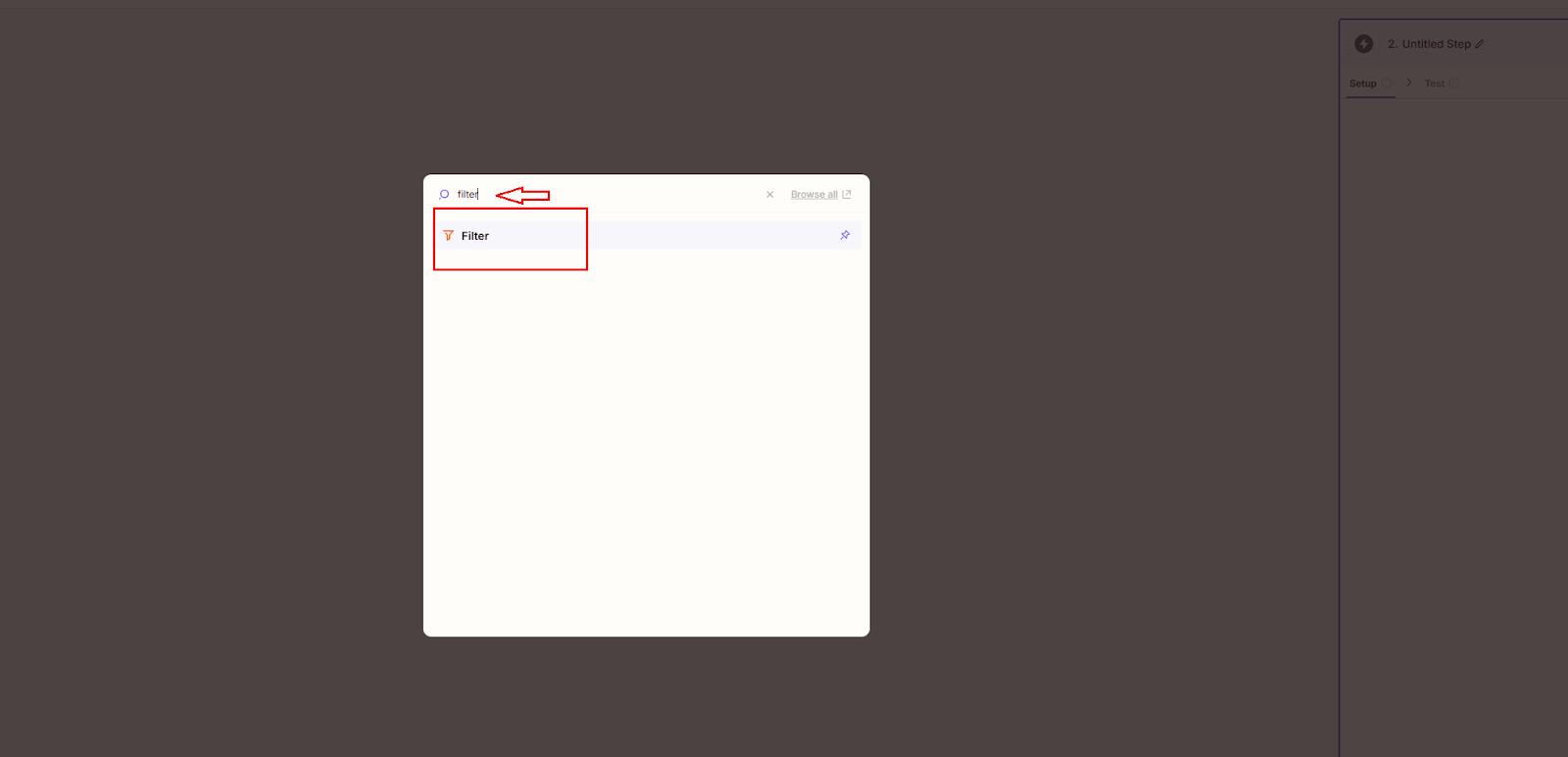 Create a filter for website status in the Zap editor.