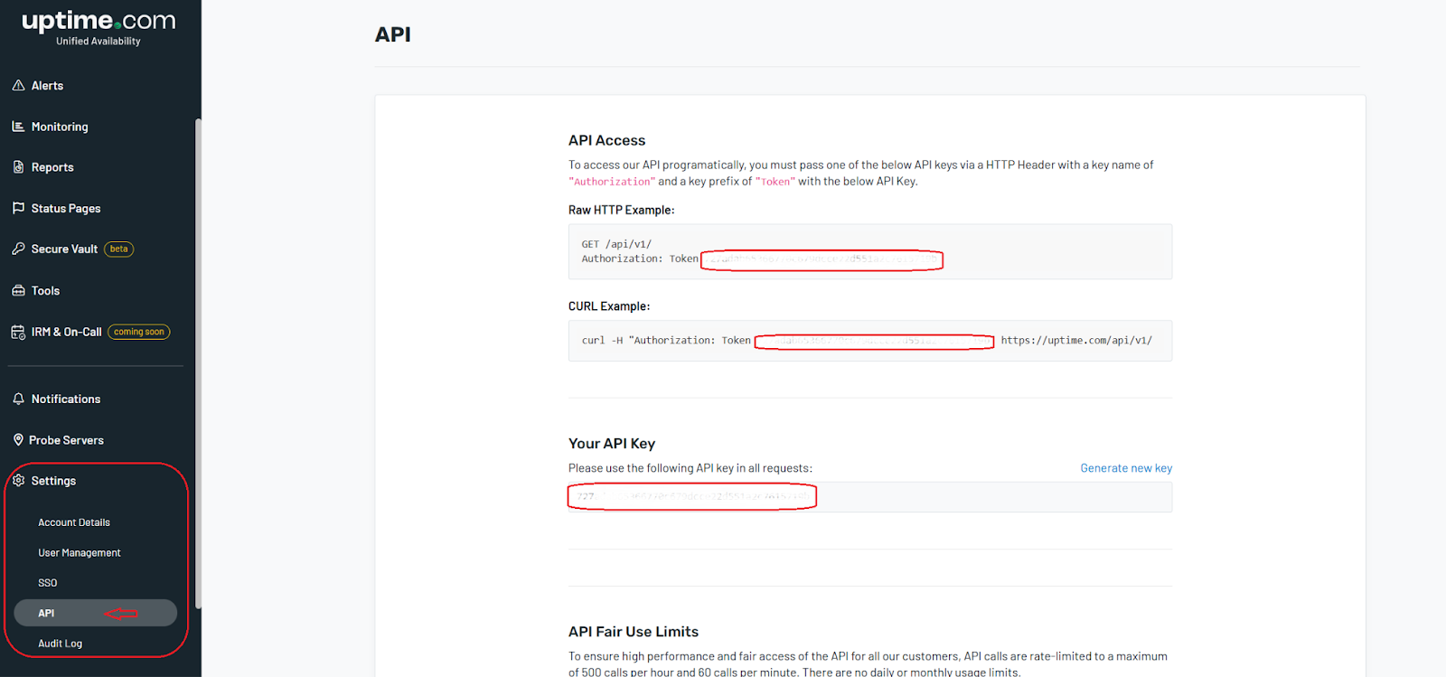 How to find your API Key in Uptime.