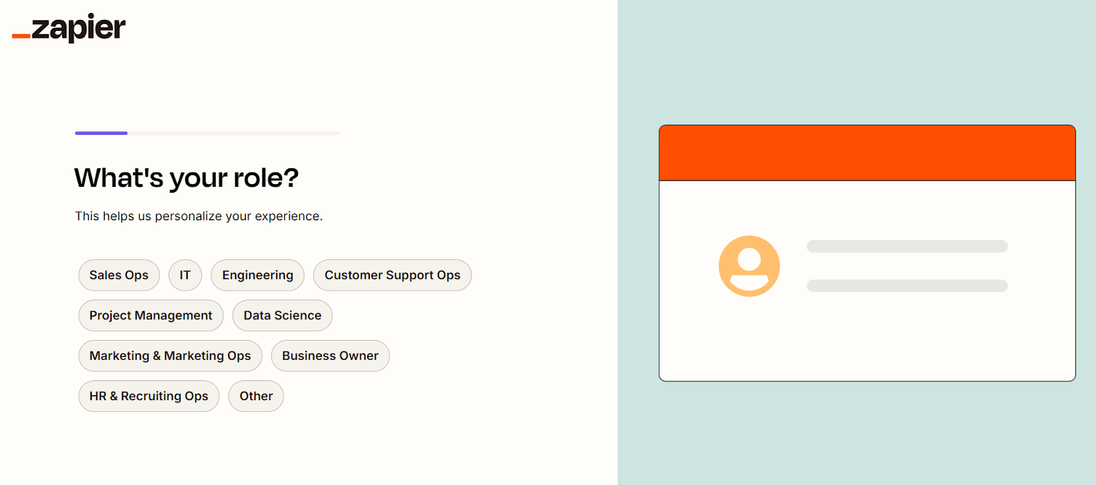One of the steps in setting up a Zapier account.