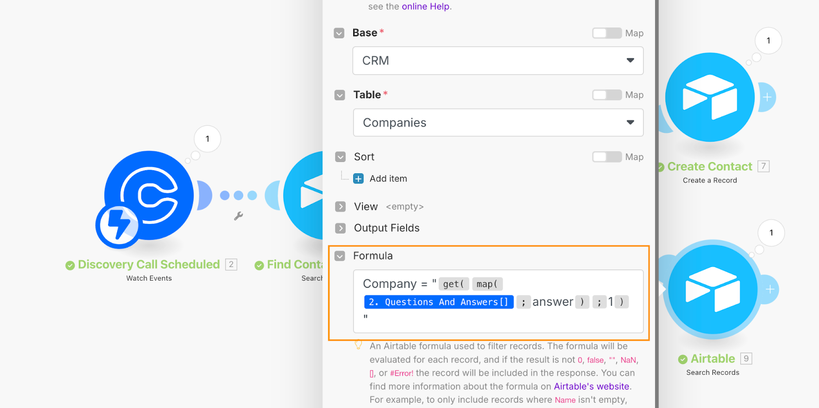Configuration dialogue box for a Search Records module in Make.