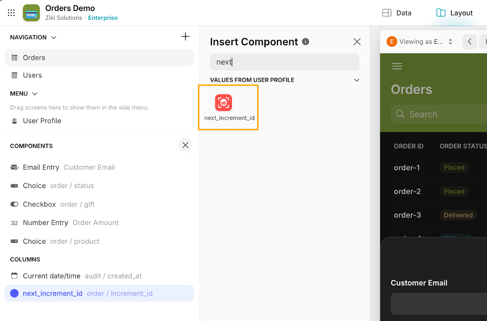 How to automatically generate the next increment ID for new entries in a Glide table.