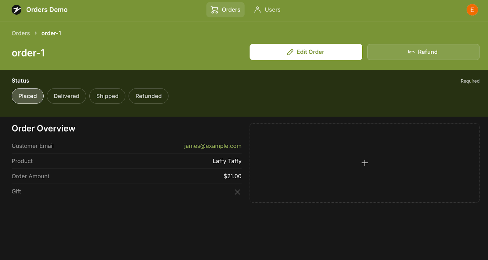 An example Glide app constructed of three different containers, one to edit data entries in a table, one with a Choice component and one with a Field component.