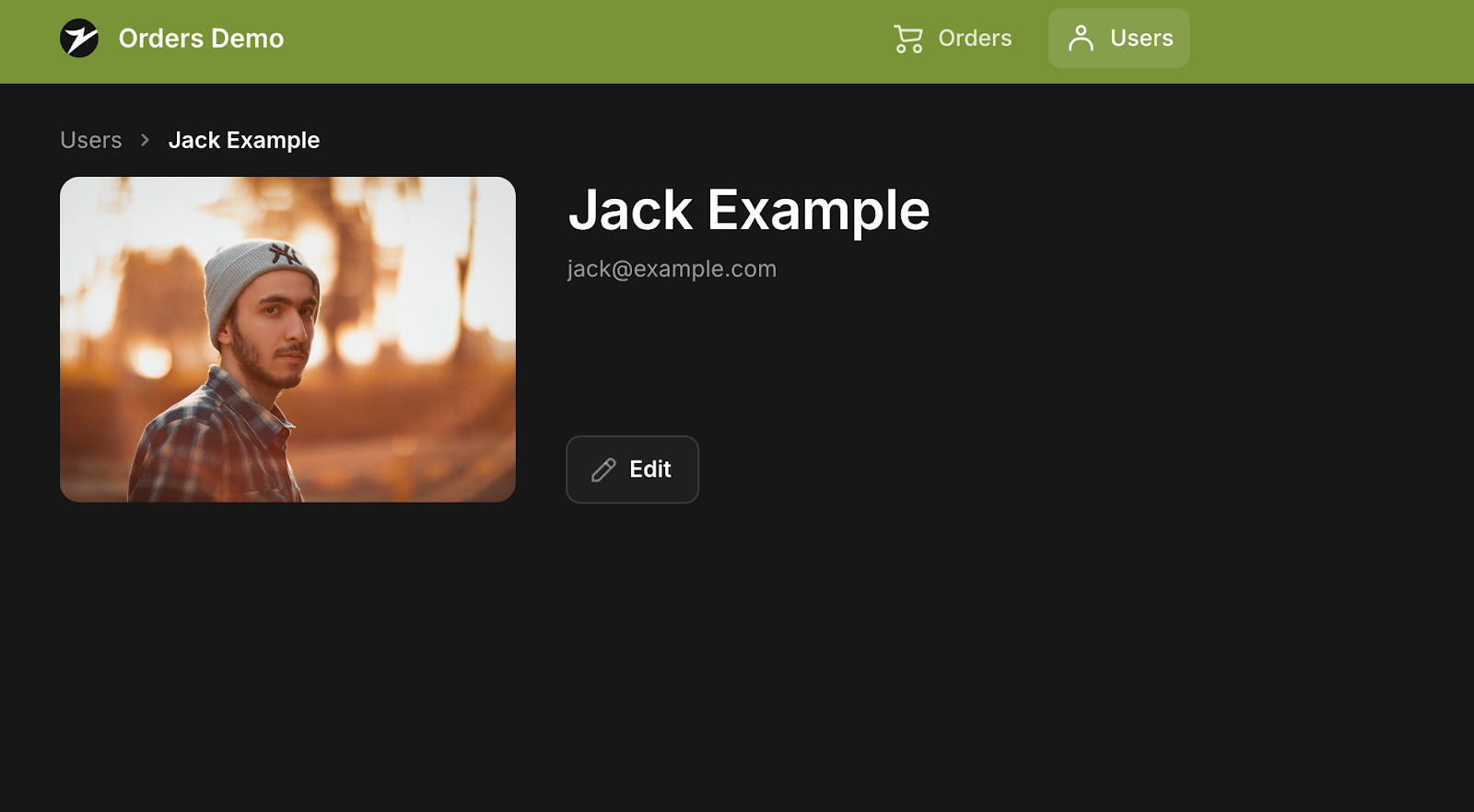 Example of a user profile page in a Glide app.