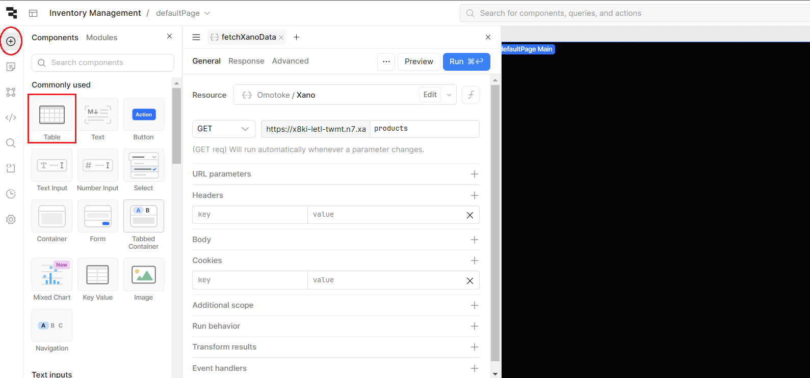How to add a table to a Retool app.