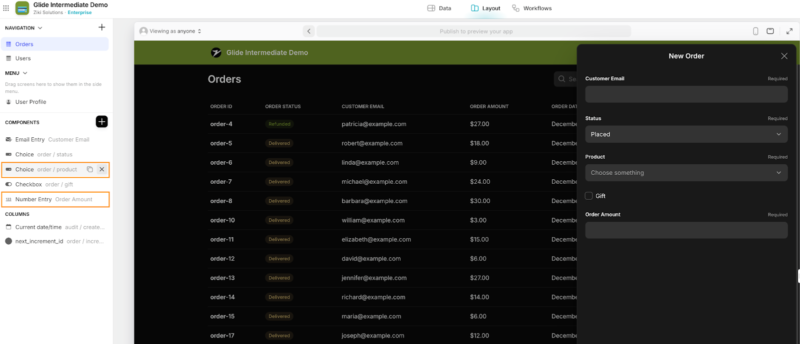 How to remove form fields in the Glide UI designer.