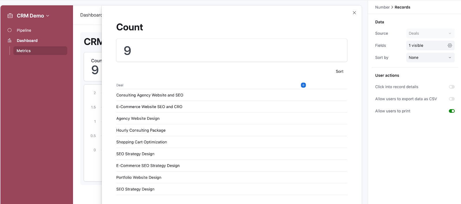 Airtable workspace with a Records view open in the middle frame and configuration settings for the Record in the right sidebar.