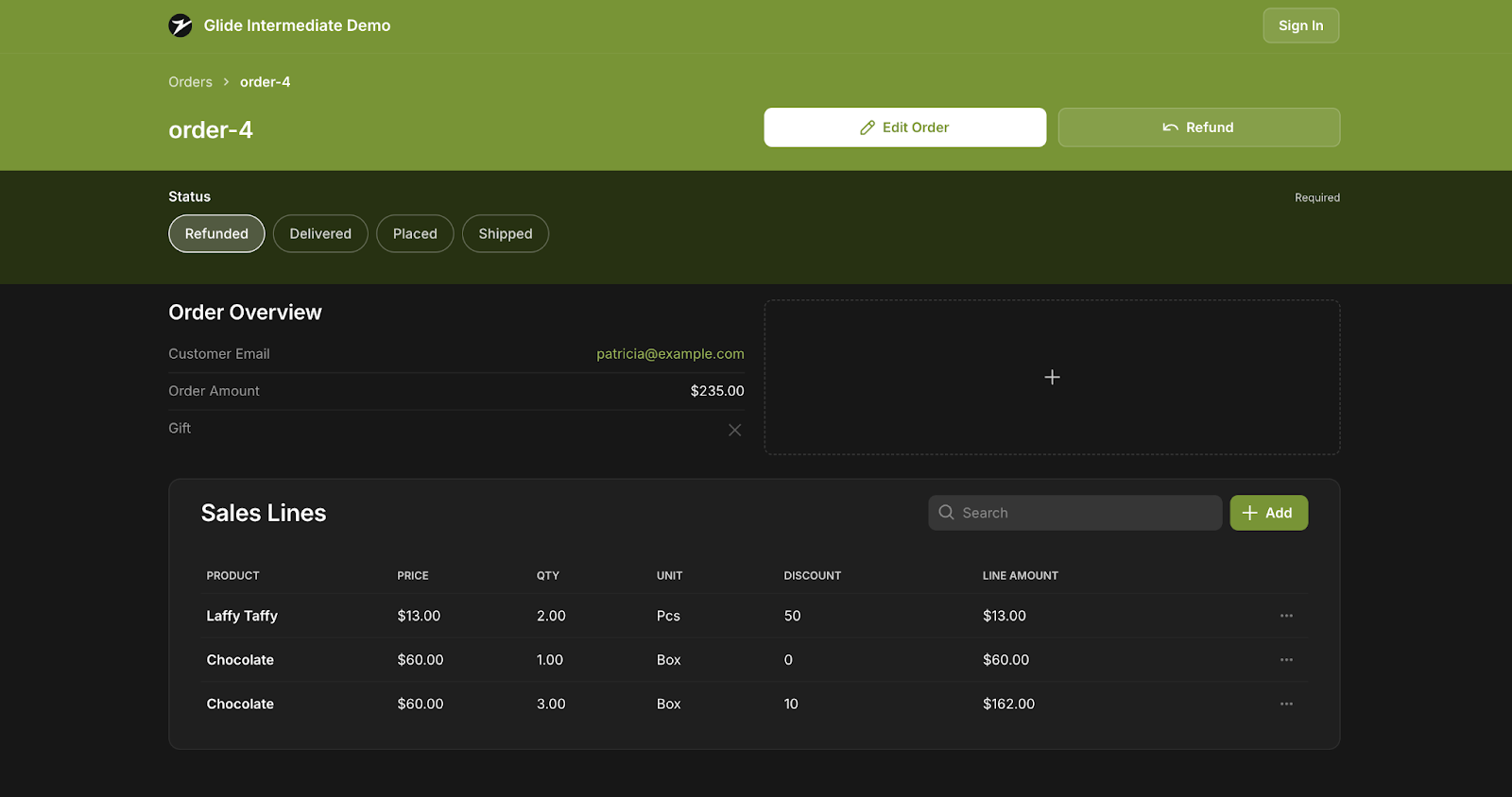The details page for a table entry in Glide's UI designer.