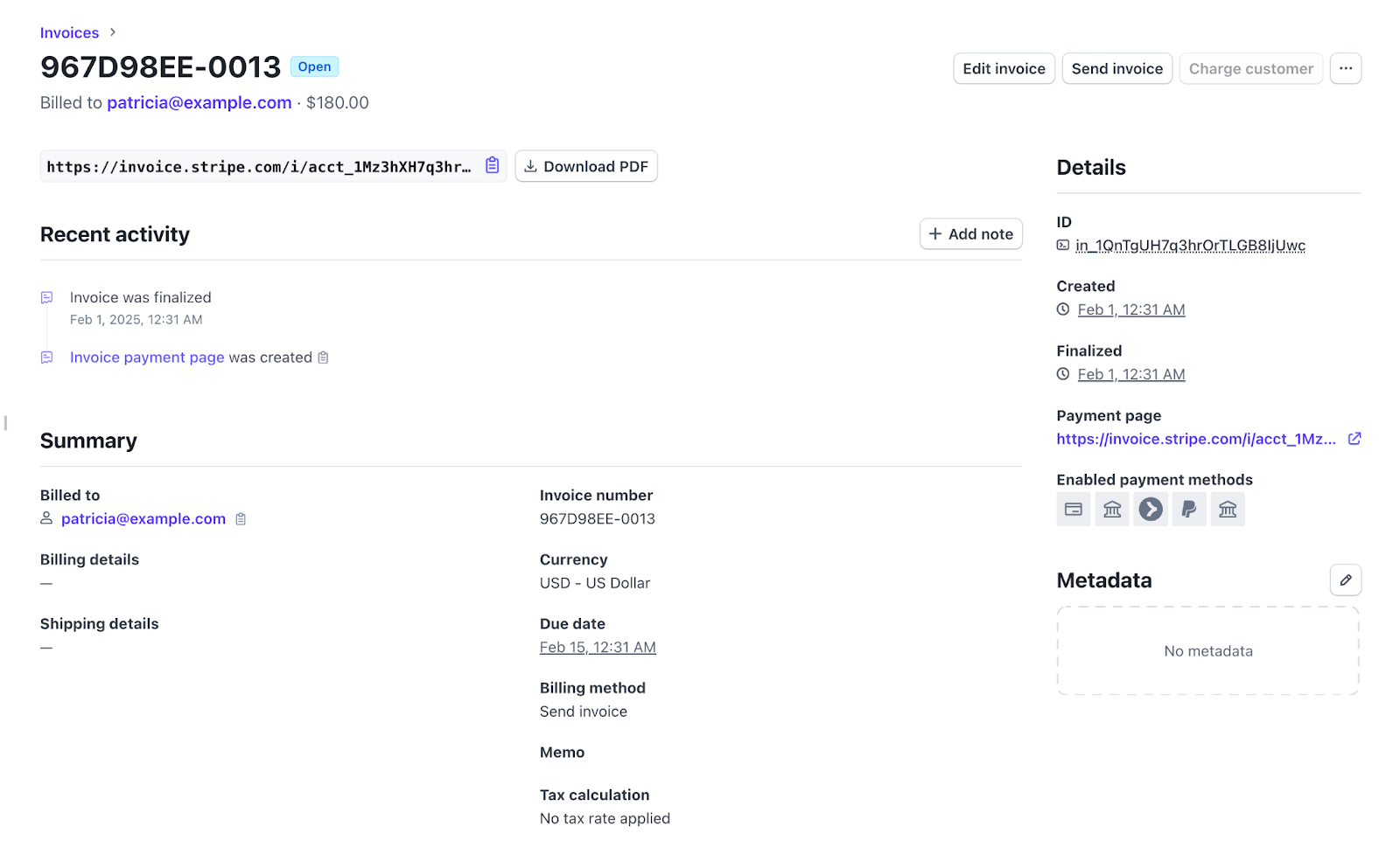 A Stripe-generated invoice.