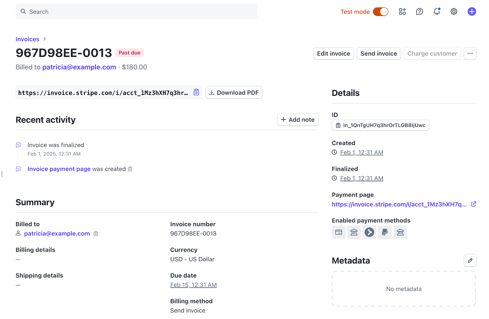 A Stripe-generated invoice.