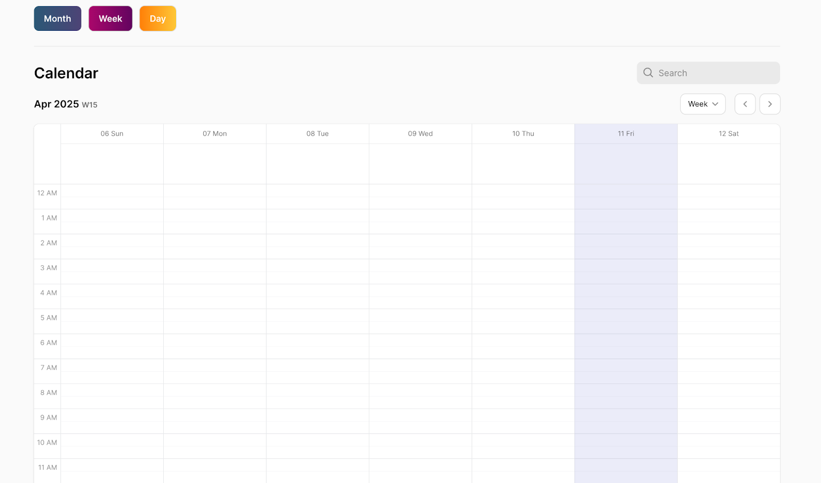 A Calendar view in a Glide app.
