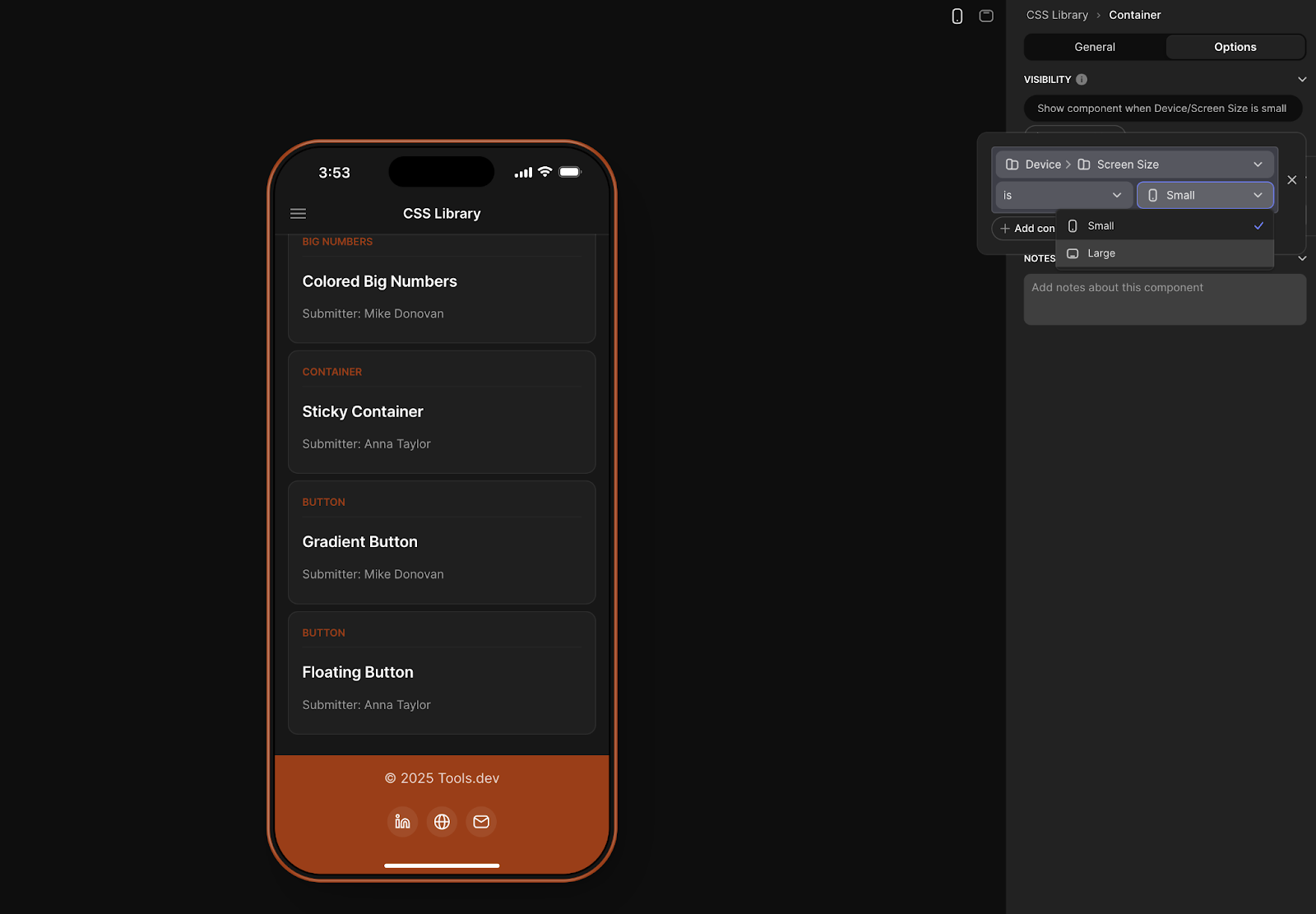 How to alter the device size for a container in Glide.