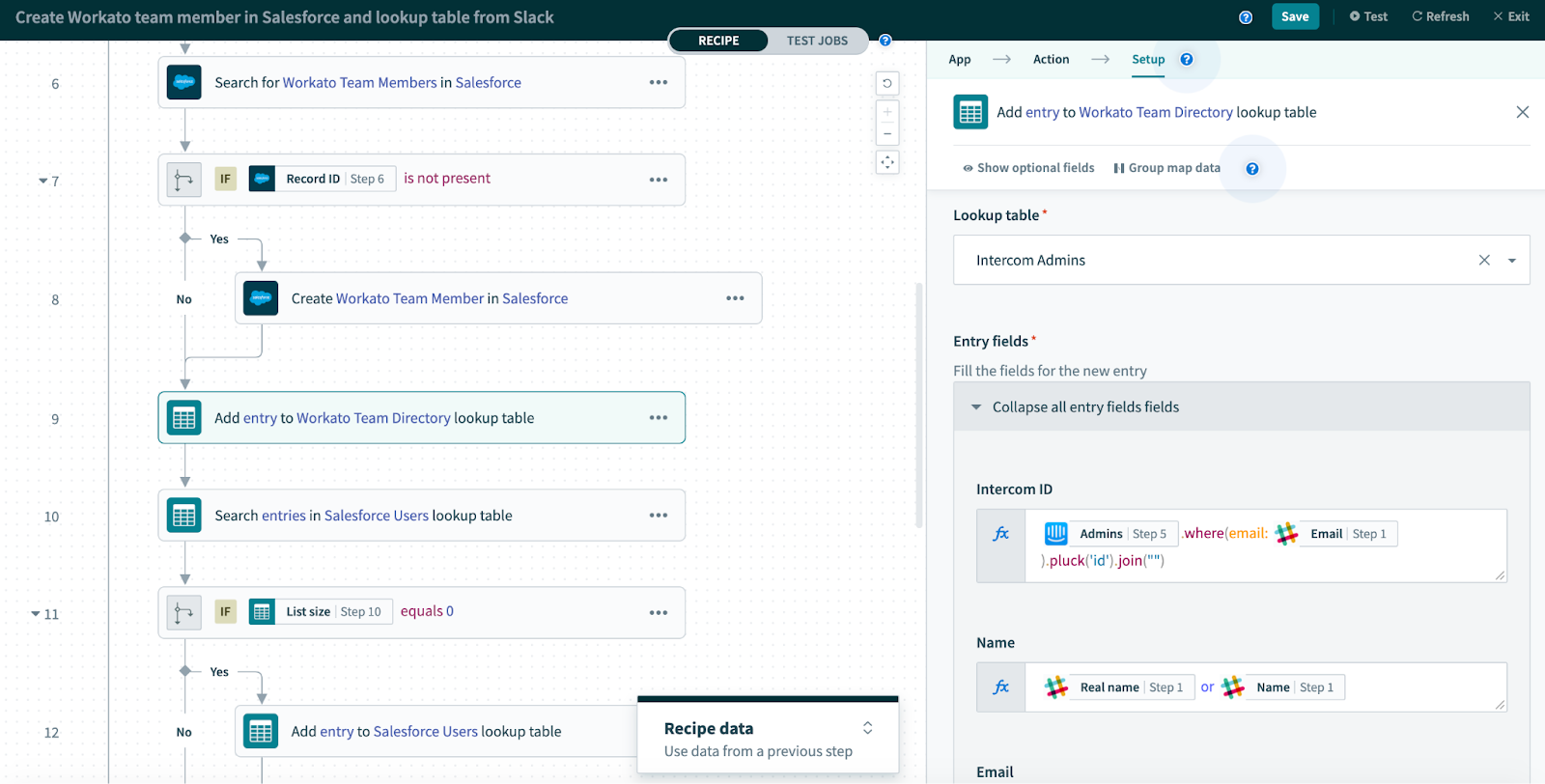 Example of a Workato workflow.