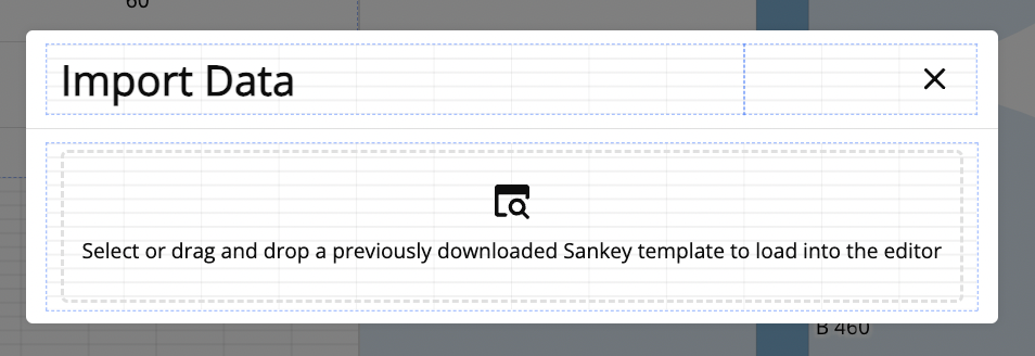 Section of a Retool workspace where one can import previously downloaded Sankey templates