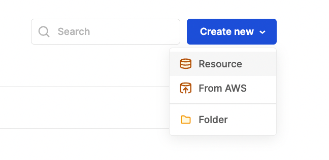Setting up an account in Retool and adding a new resource.