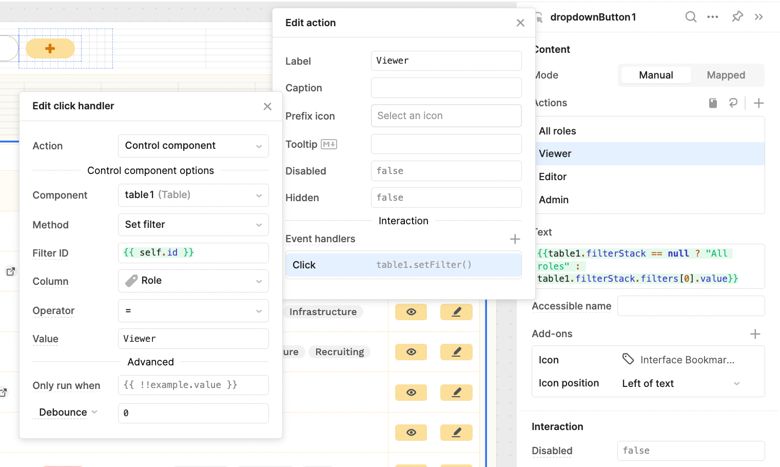 How to set filters in a Retool table using event handlers.