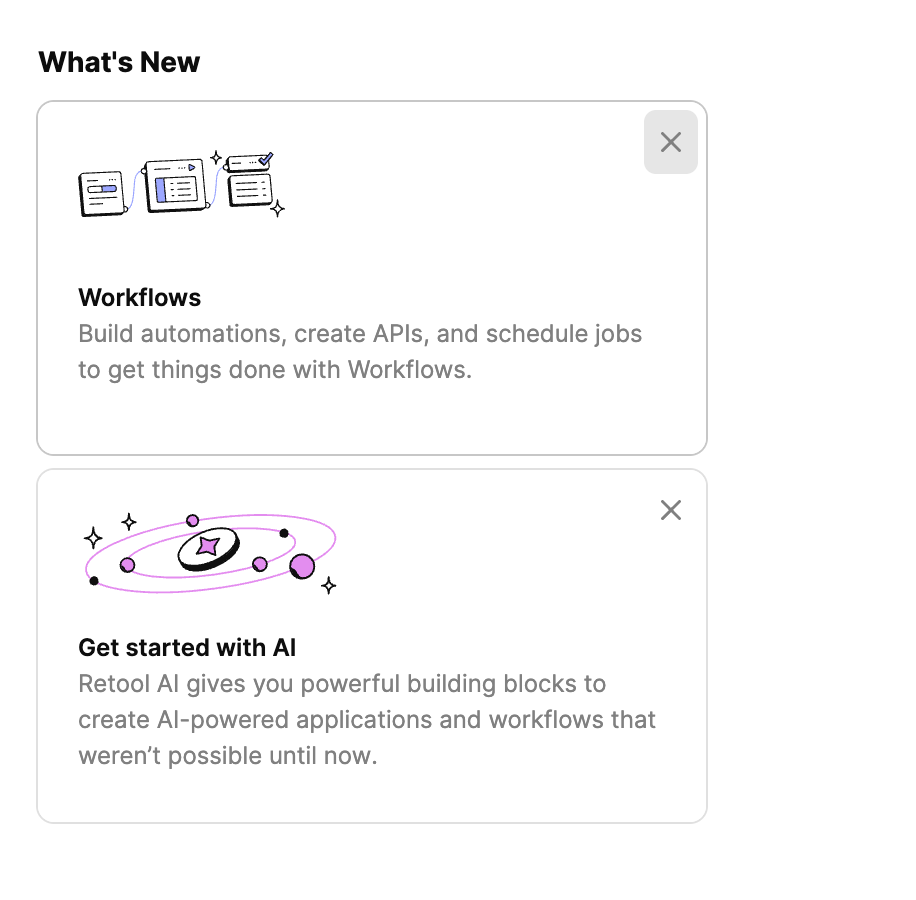 Notifications within internal applications for users to catch up on updates, announcements and features etc