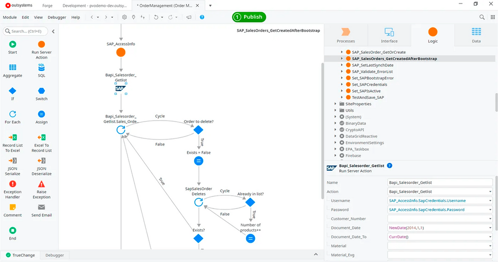 The Outsystems editor