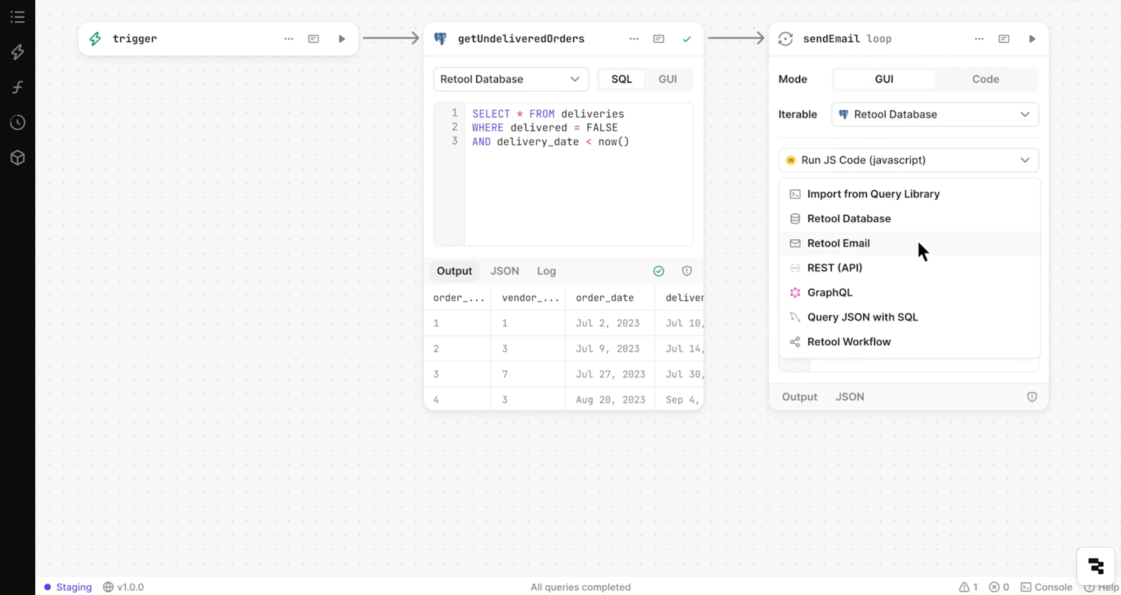 A Retool workflow.