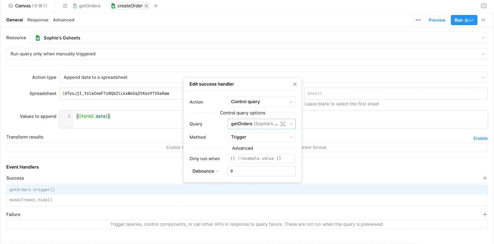 Create new order query 