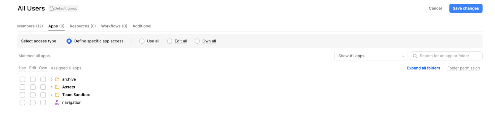 Apps permissioning in Retool.