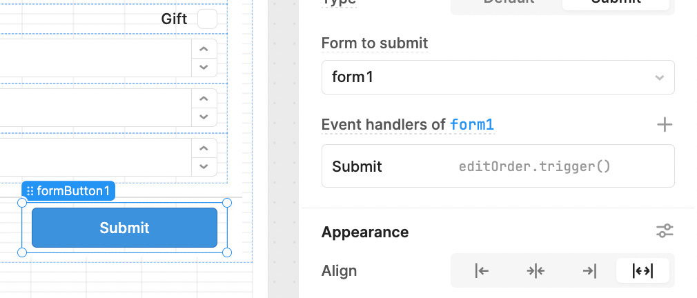 Submit button click handler 