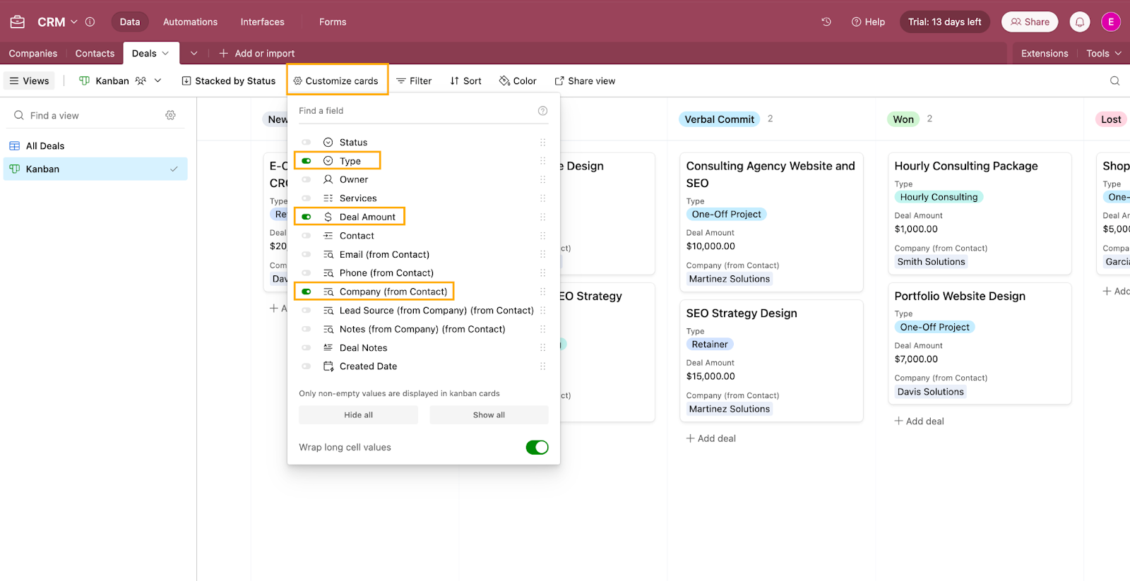 How to Customize cards in the Kanban view in Airtable.