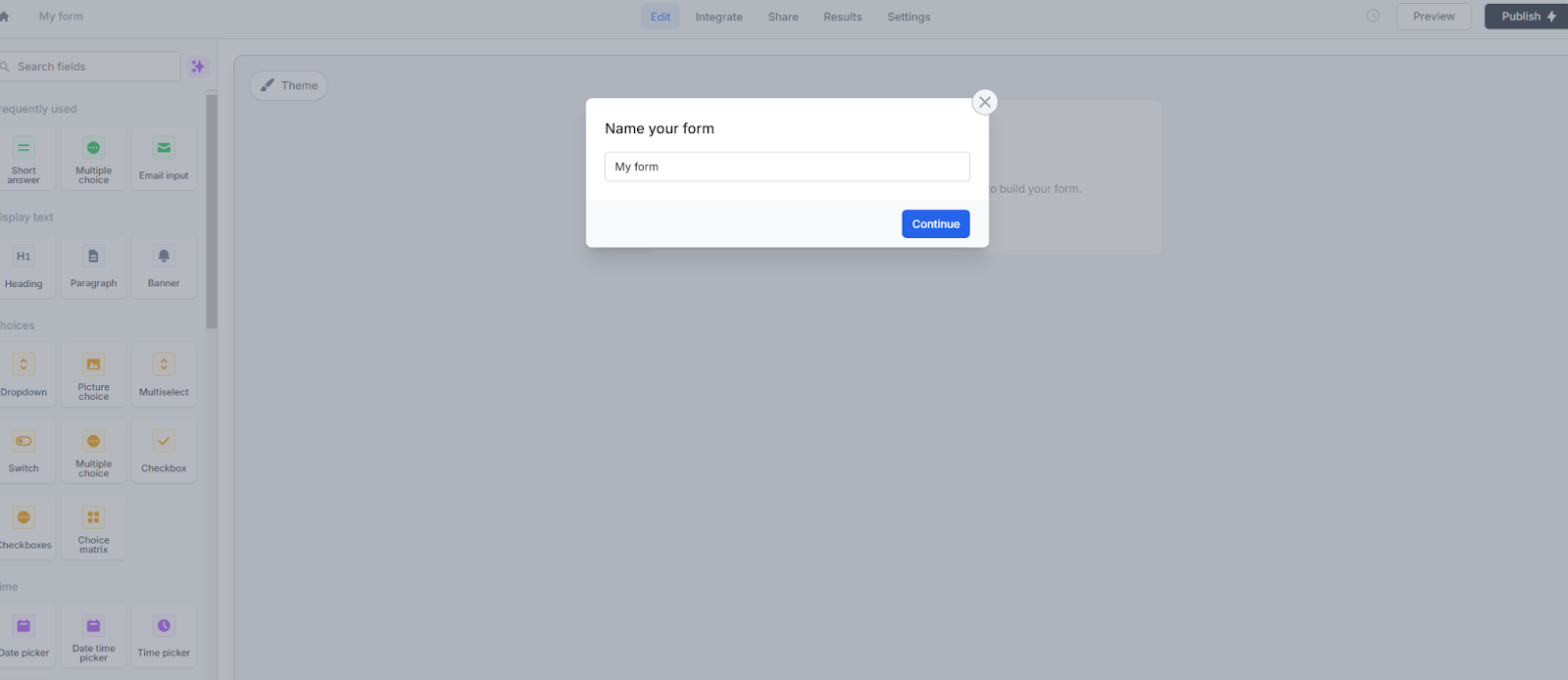 Naming a form in Fillout.