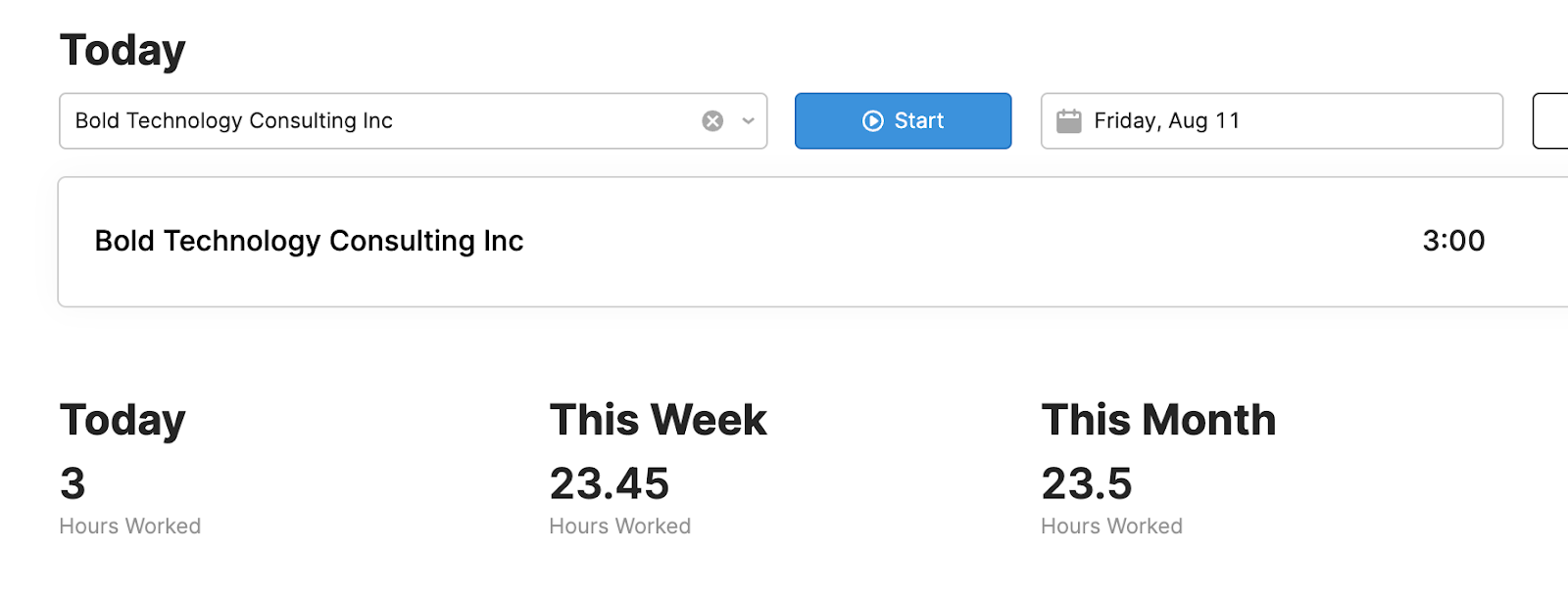 Retool time tracker interface showing weekly and monthly hours.