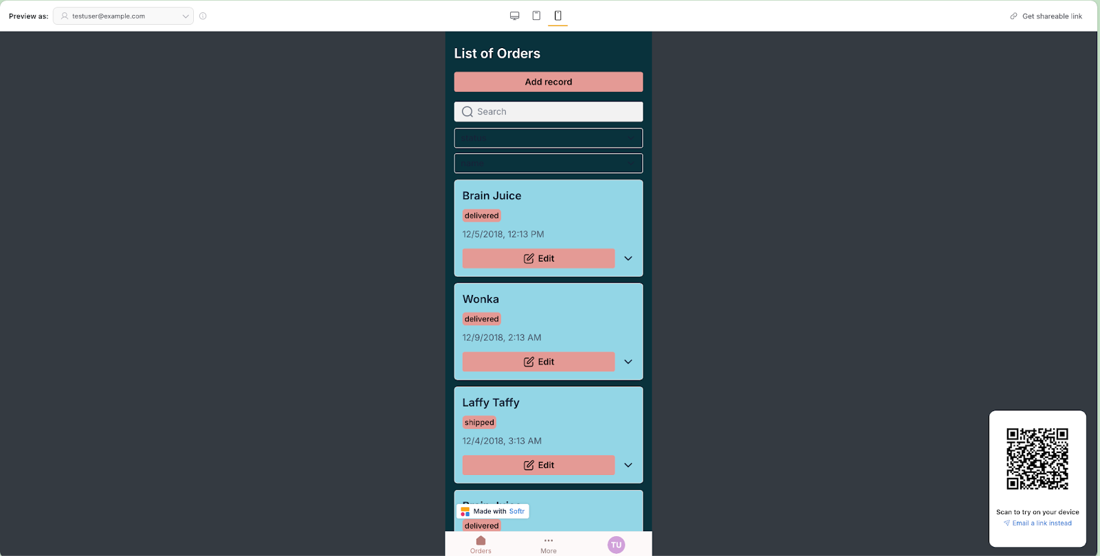 Softr in mobile view