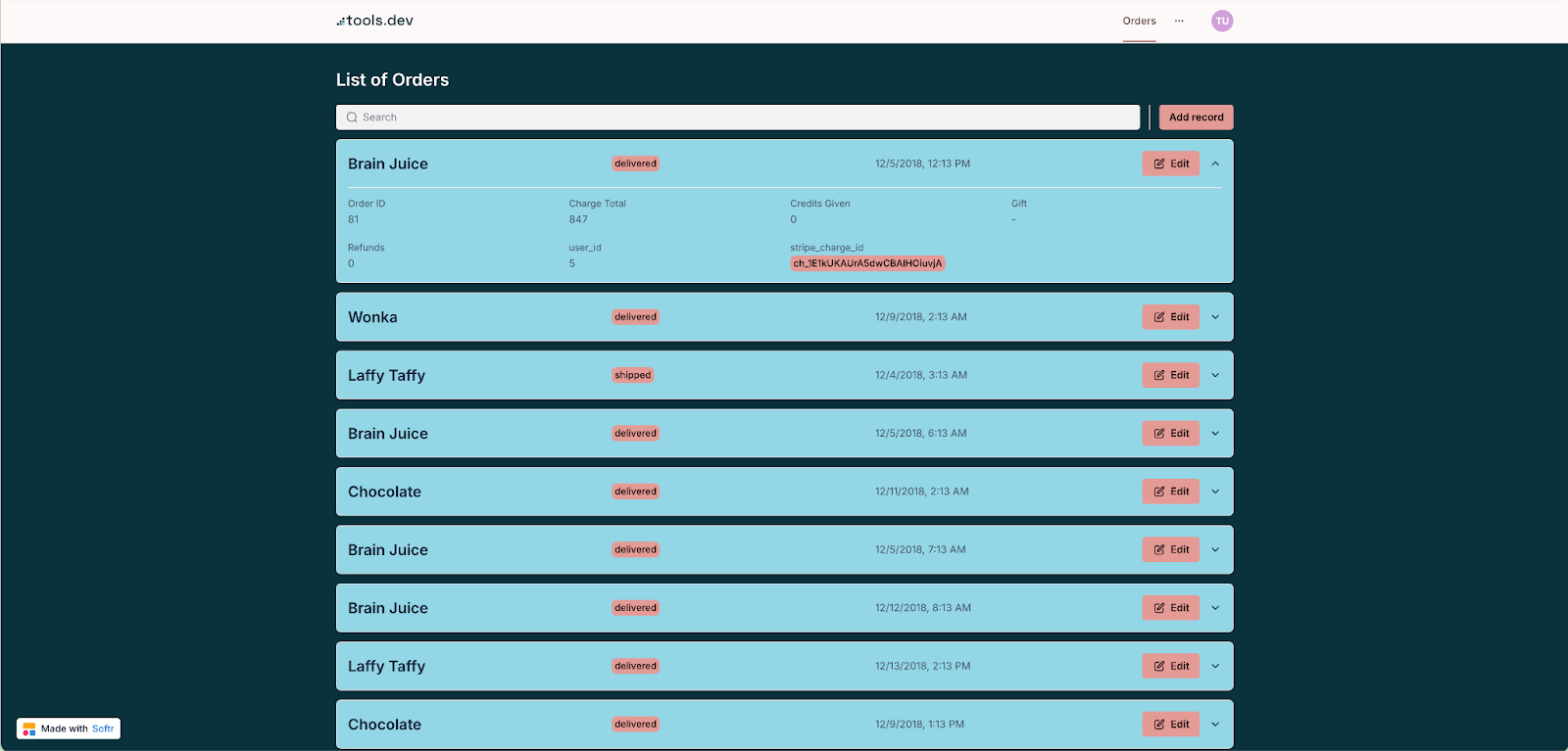 Softr app connected to Airtable