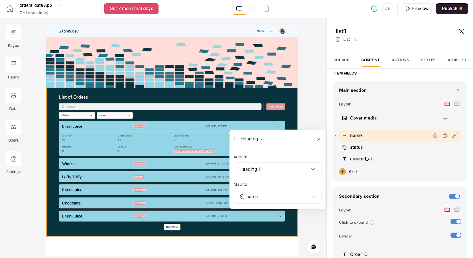 Adjust fields in content tab