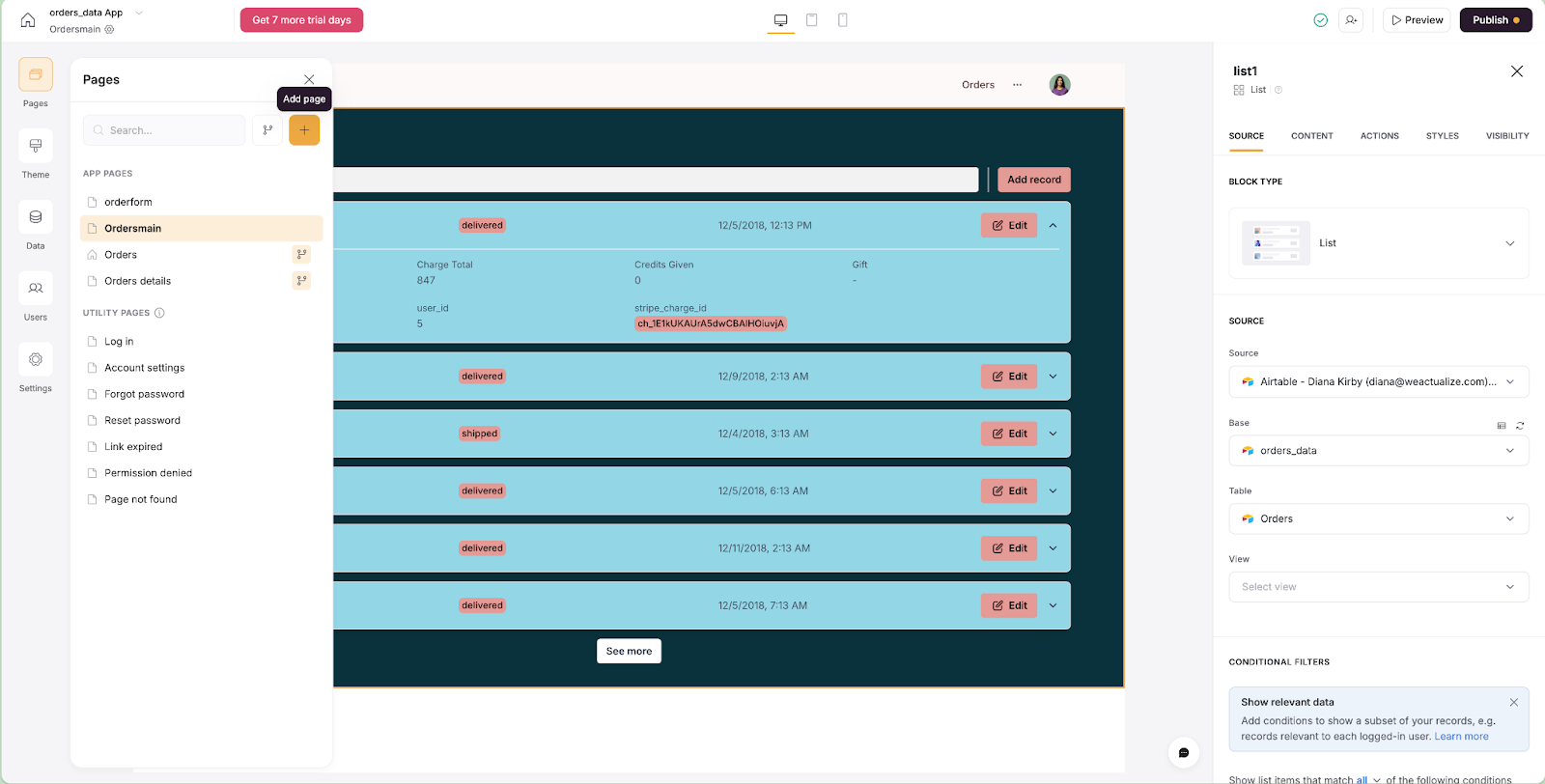Connecting source tab to Airtable