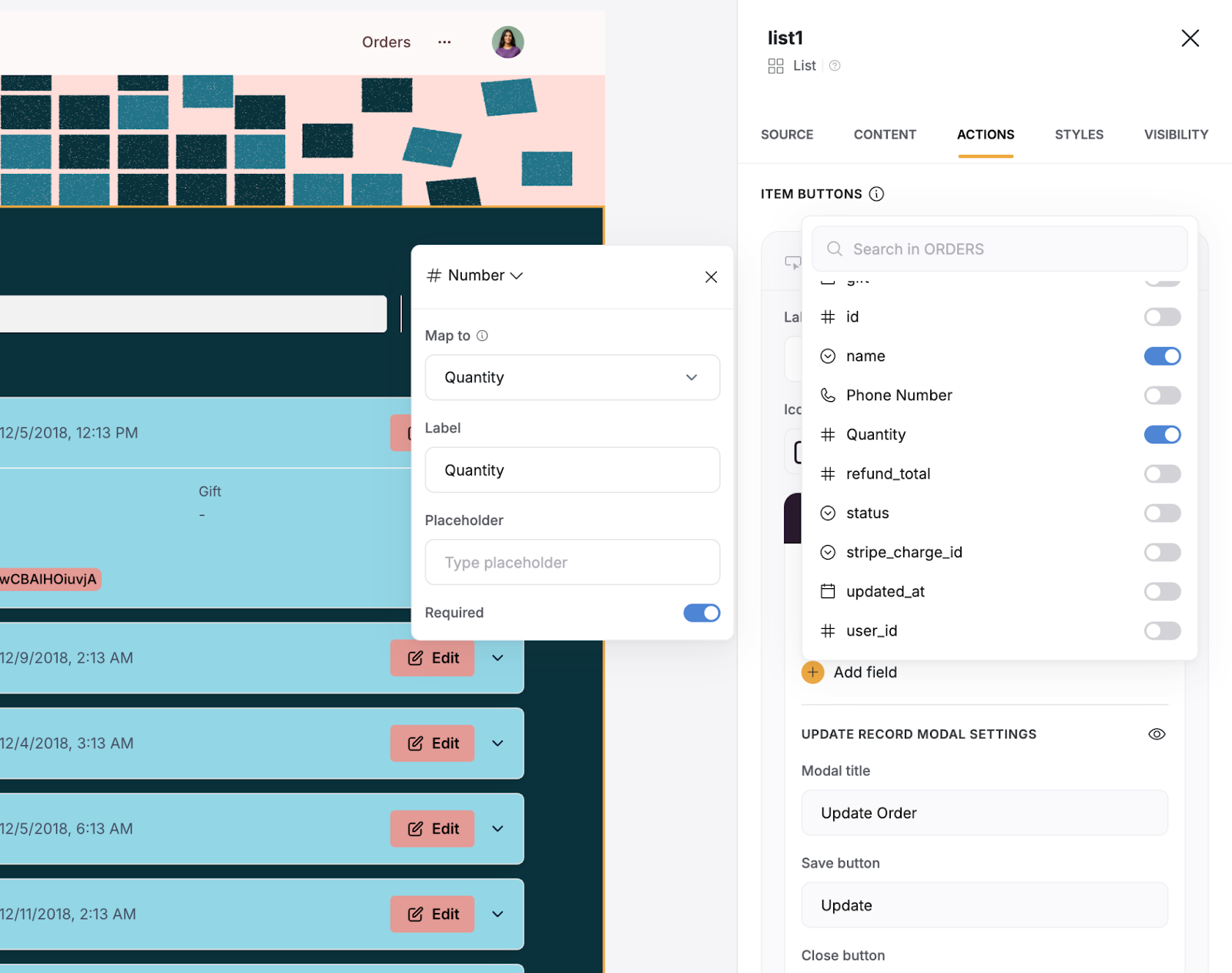 Choose values to include in your form