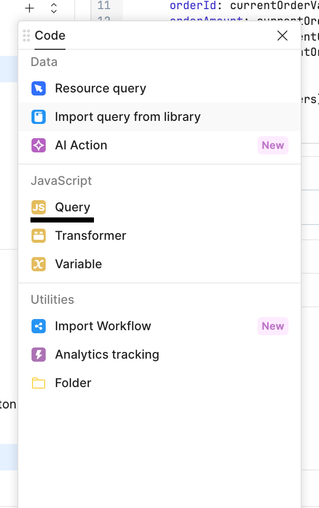 Create JavaScript Query in Retool code section