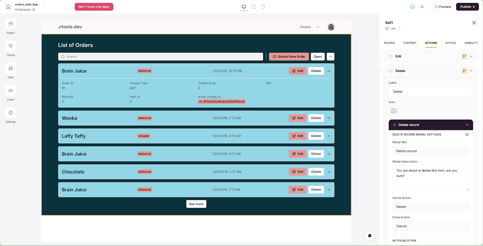 Customize error message users will see before deleting item