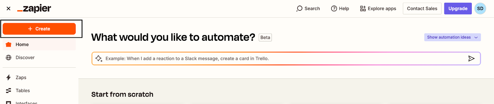Zapier editor page