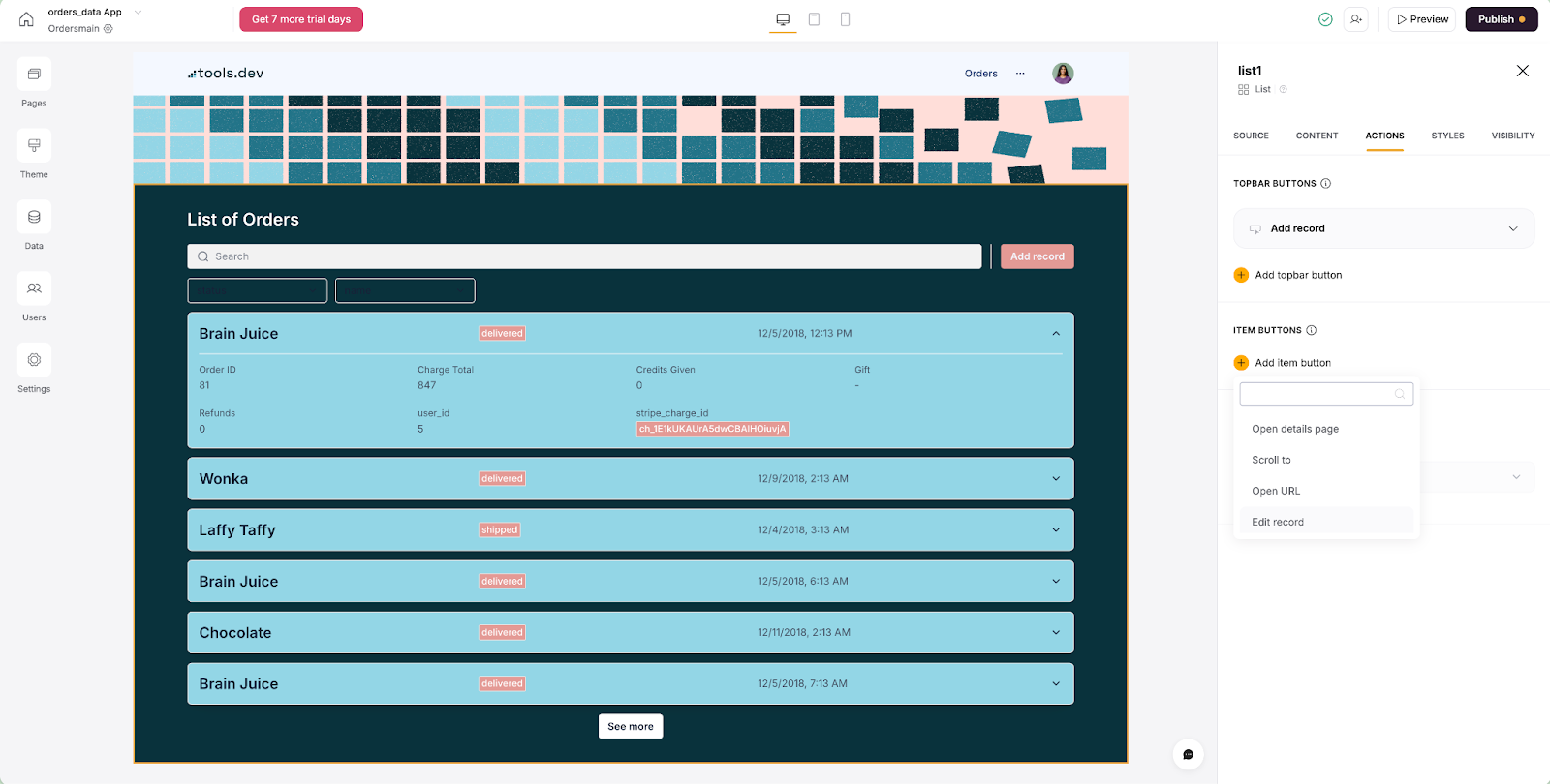 Customising order form in Softr