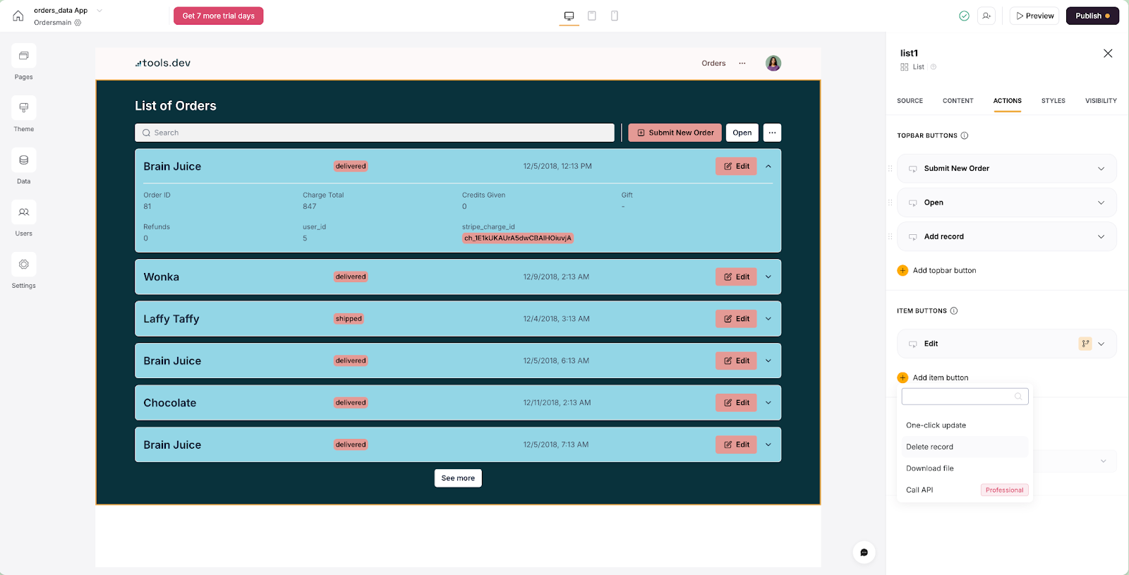 Deleting items or records in Softr