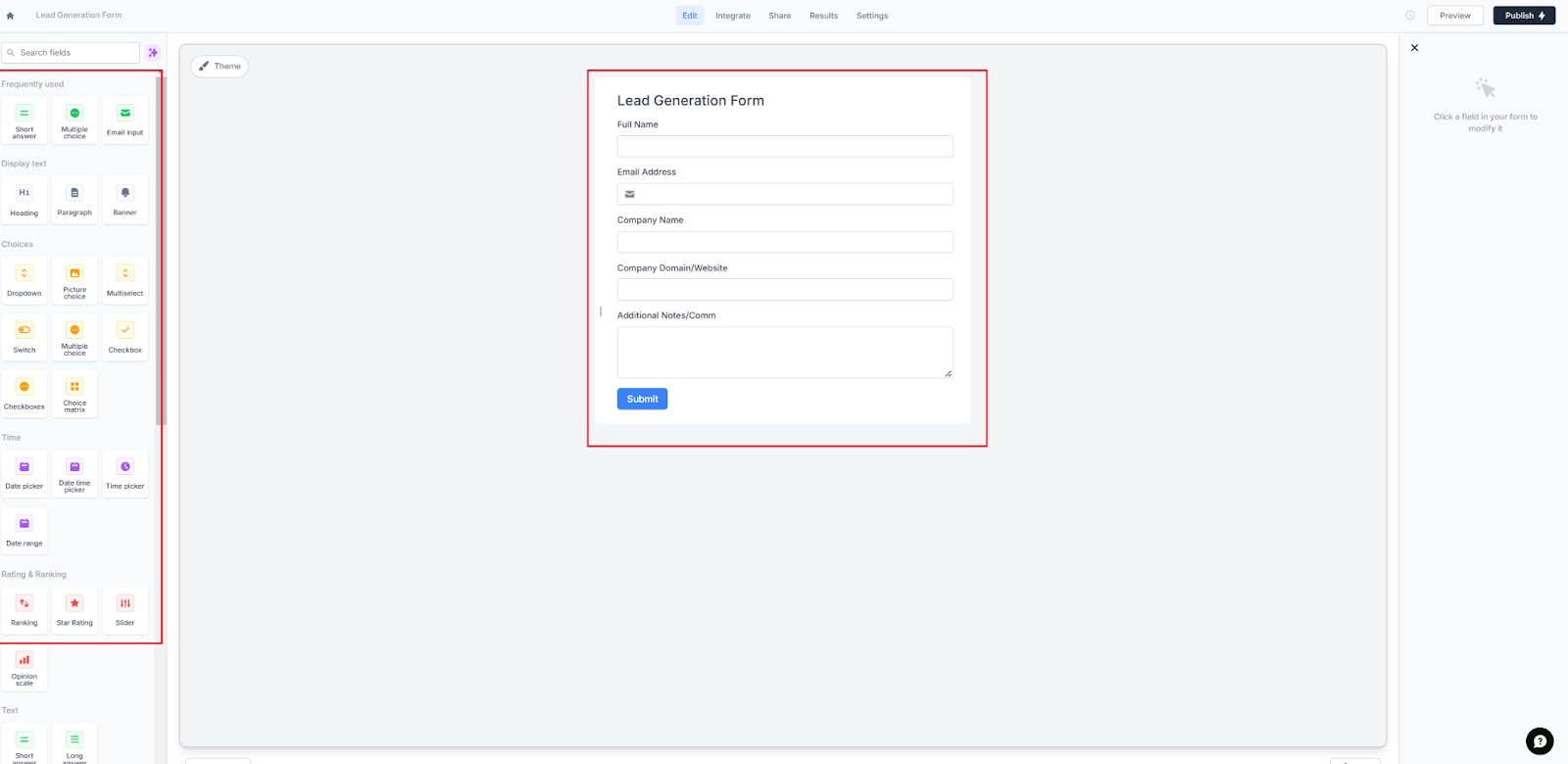 Customize using Fillout's builder