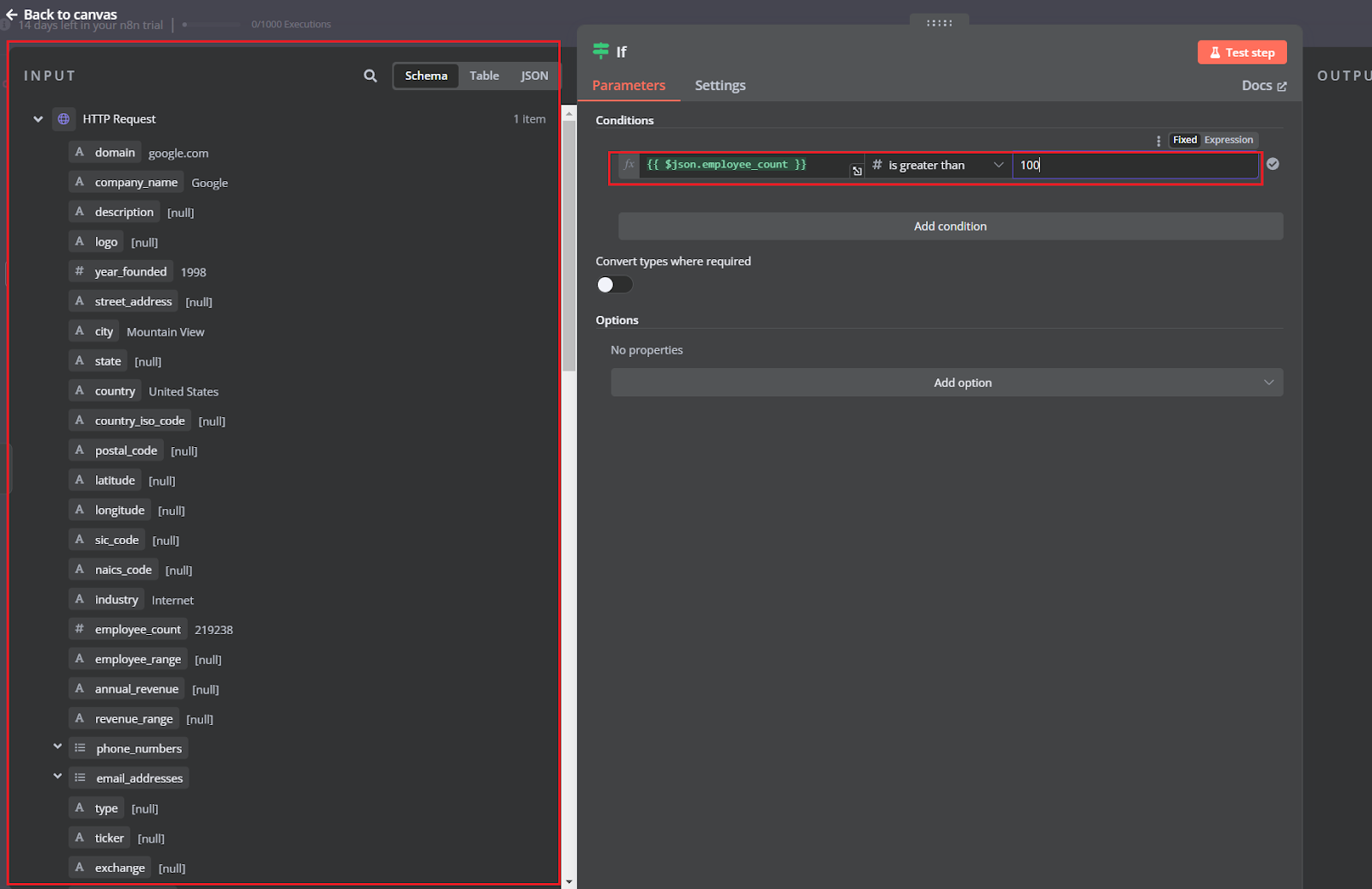 Configure the condition in your HTTP request