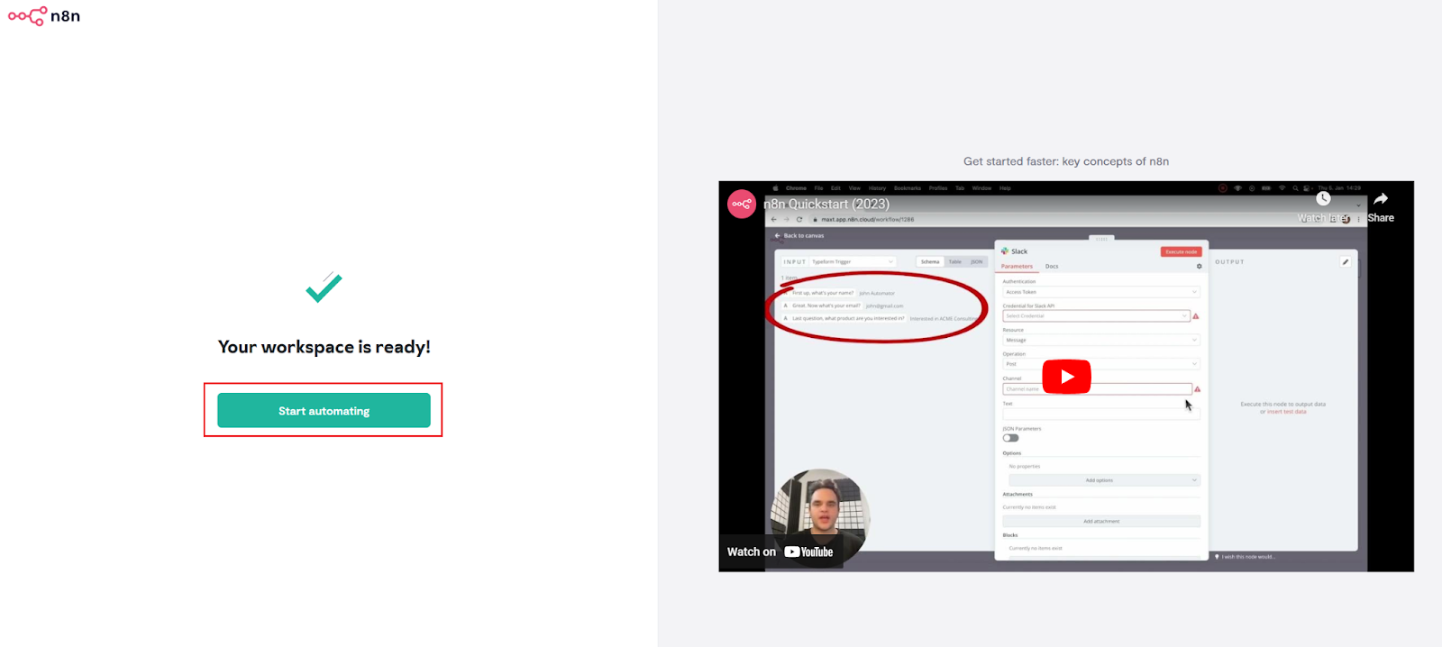 Start automating in n8n