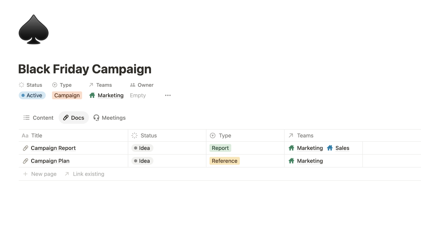 Example Campaign in Notion