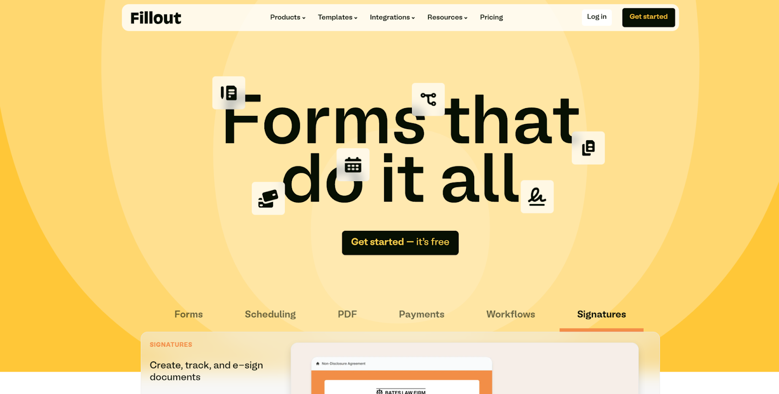 Set up an account with Fillout