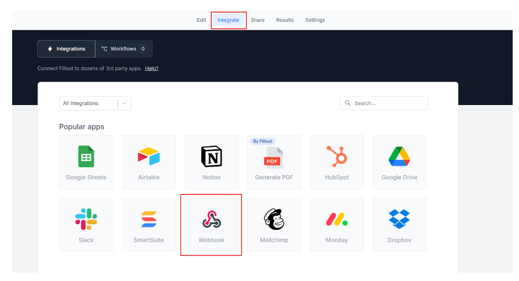 Connect Fillout form to n8n