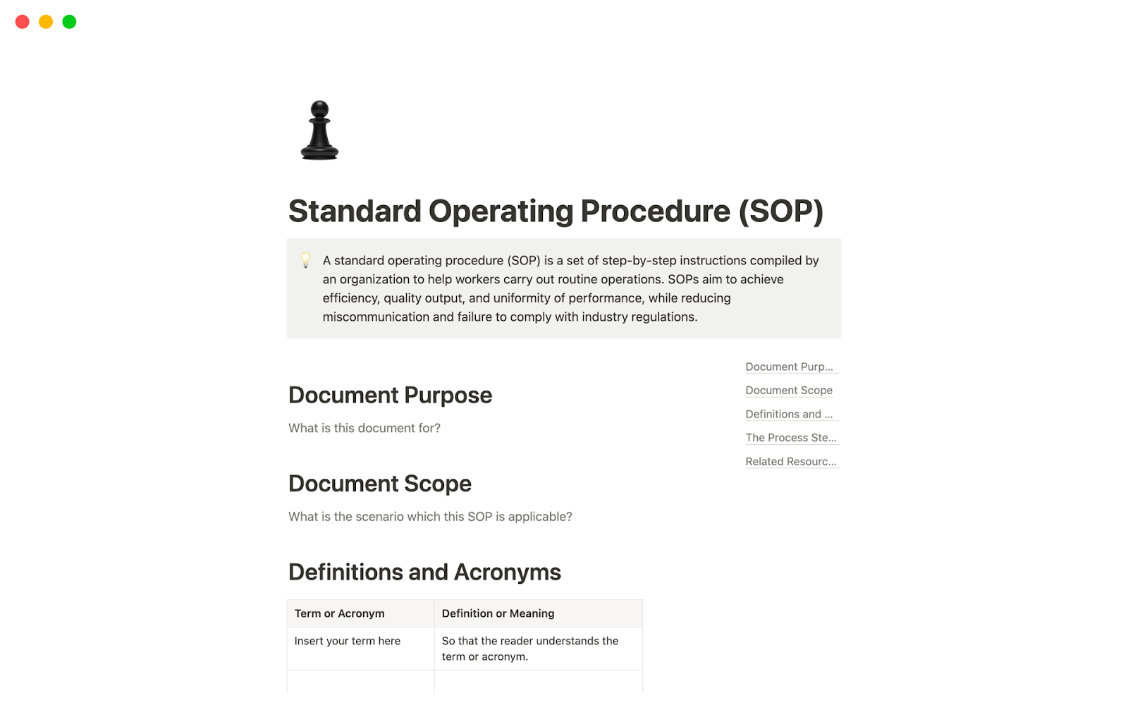 Template for SOP in Notion