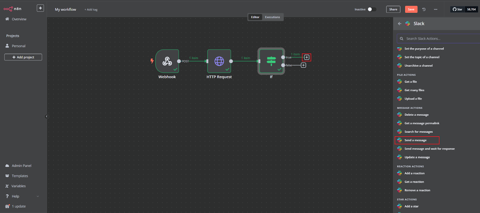 Send message configuration