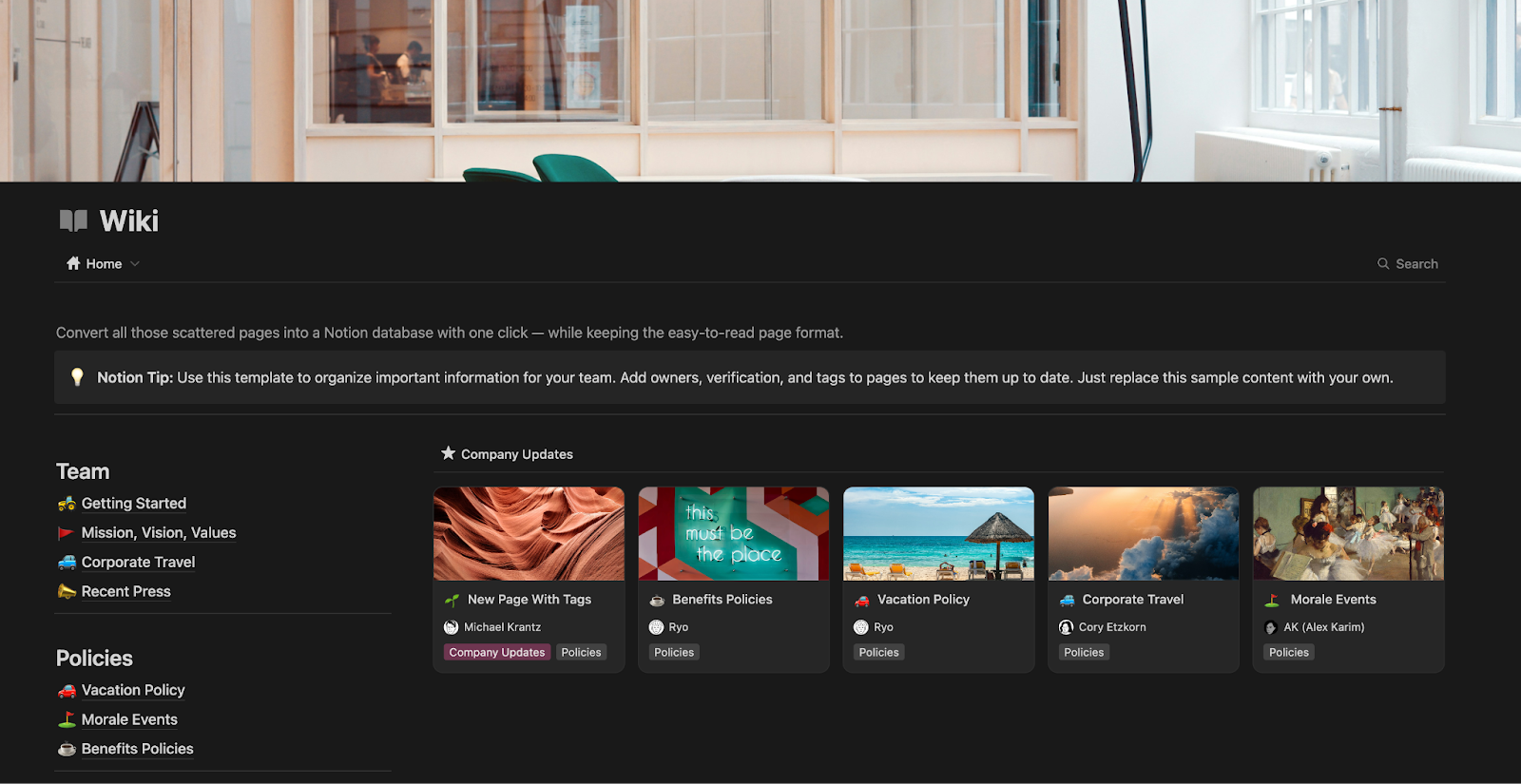Example Wiki in Notion