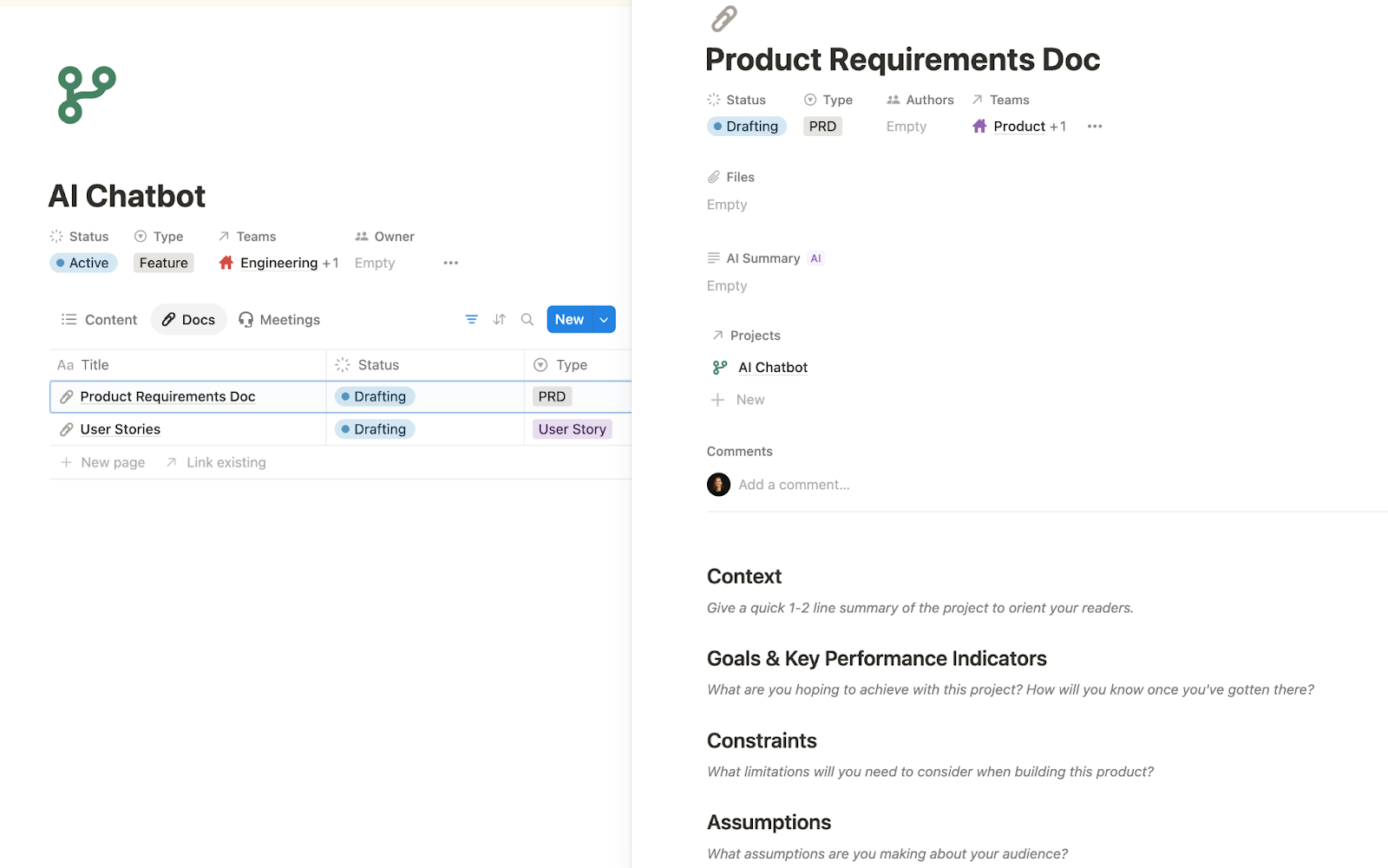 Example of operational doc in Notion