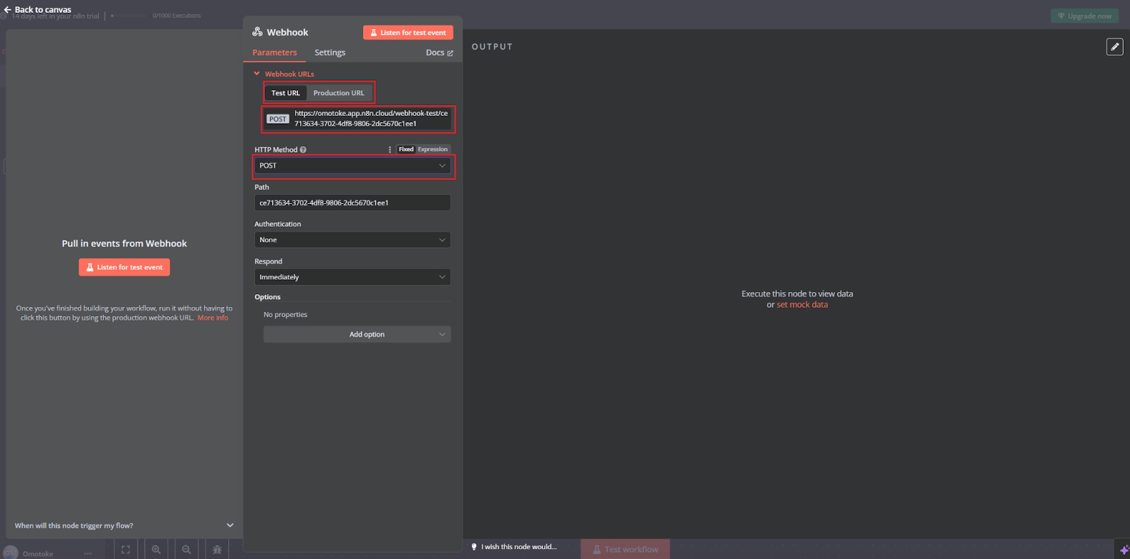 Configure your webhook in n8n