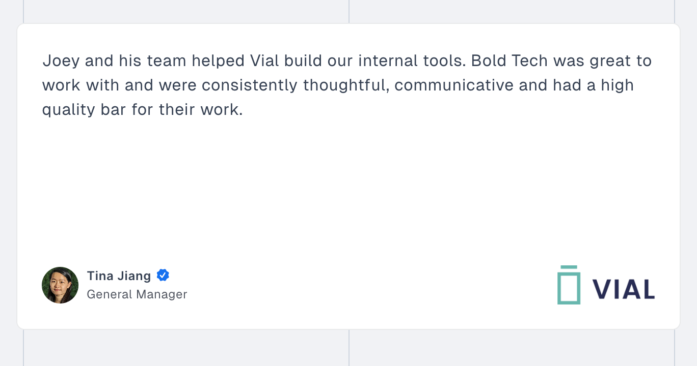 Customer testimony: Vial